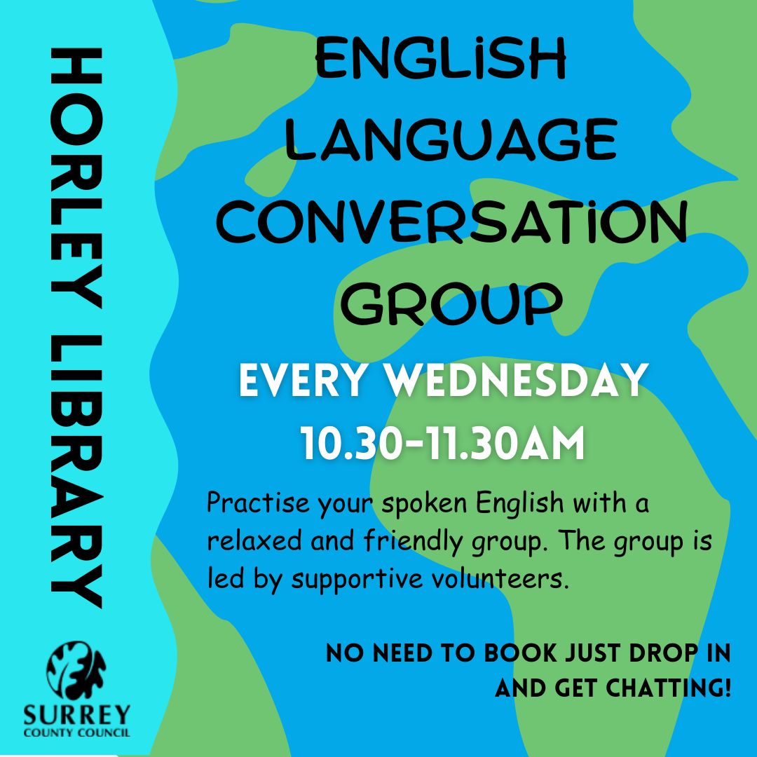 Horley Library (@horleylibrary) on Twitter photo If you, or anyone you know would like to improve their English language skills, come along to join our English Language Conversation Group. The session takes place every Wednesday from 10.30-11.30am and is FREE! There is no need to book - just drop in.
<a href="/SurreyLibraries/">Surrey Libraries UK</a> If you, or anyone you know would like to improve their English language skills, come along to join our English Language Conversation Group. The session takes place every Wednesday from 10.30-11.30am and is FREE! There is no need to book - just drop in.
<a href="/SurreyLibraries/">Surrey Libraries UK</a>