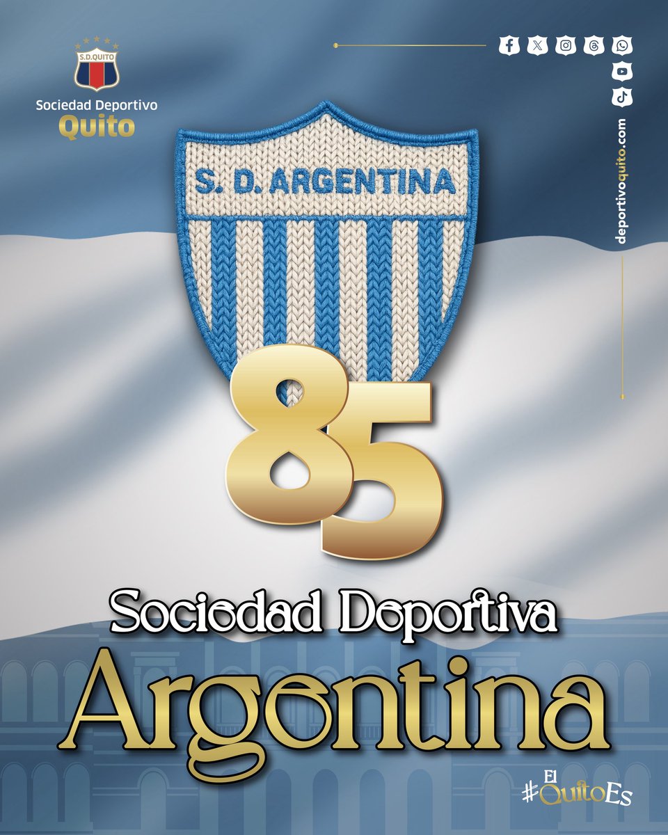 SDQuito_Oficial's tweet photo. ¡Feliz miércoles, hinchada! 😎
¡Y felices 85 años de pasión! 🎂 
#ElQuitoEs 💙❤️ como lo hicimos cuando eras #SDArgentina 💙🤍 https://t.co/8cTONHeKN2