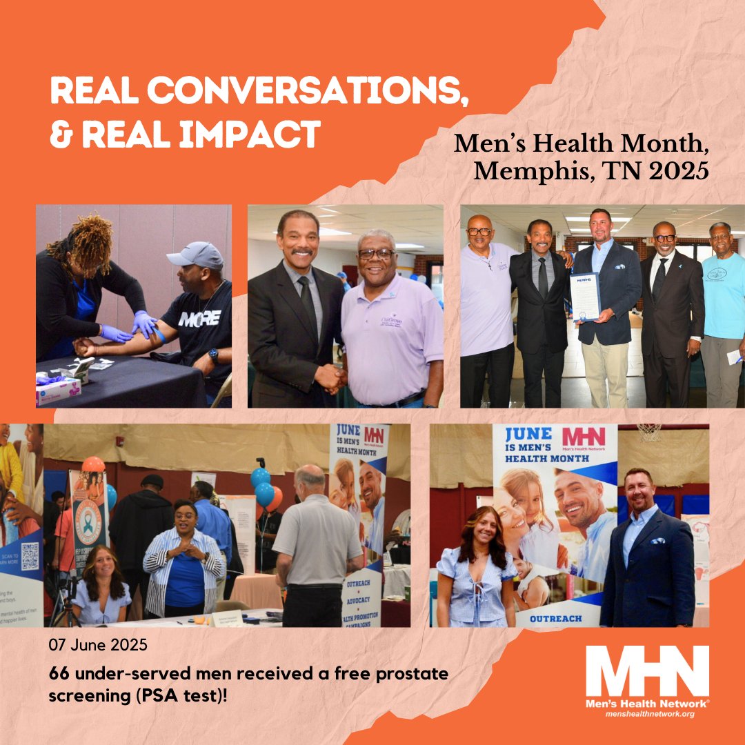 🎉 Real Conversations, Real Impact💙

June 7 MHN, community leaders, &amp; #Healthcare partners in #Memphis, TN, for a #MHM #HealthFair.
The event featured expert speakers, engaging exhibitors, &amp; free #PSATests. 
66 under-served men received a lifesaving #ProstateScreening.