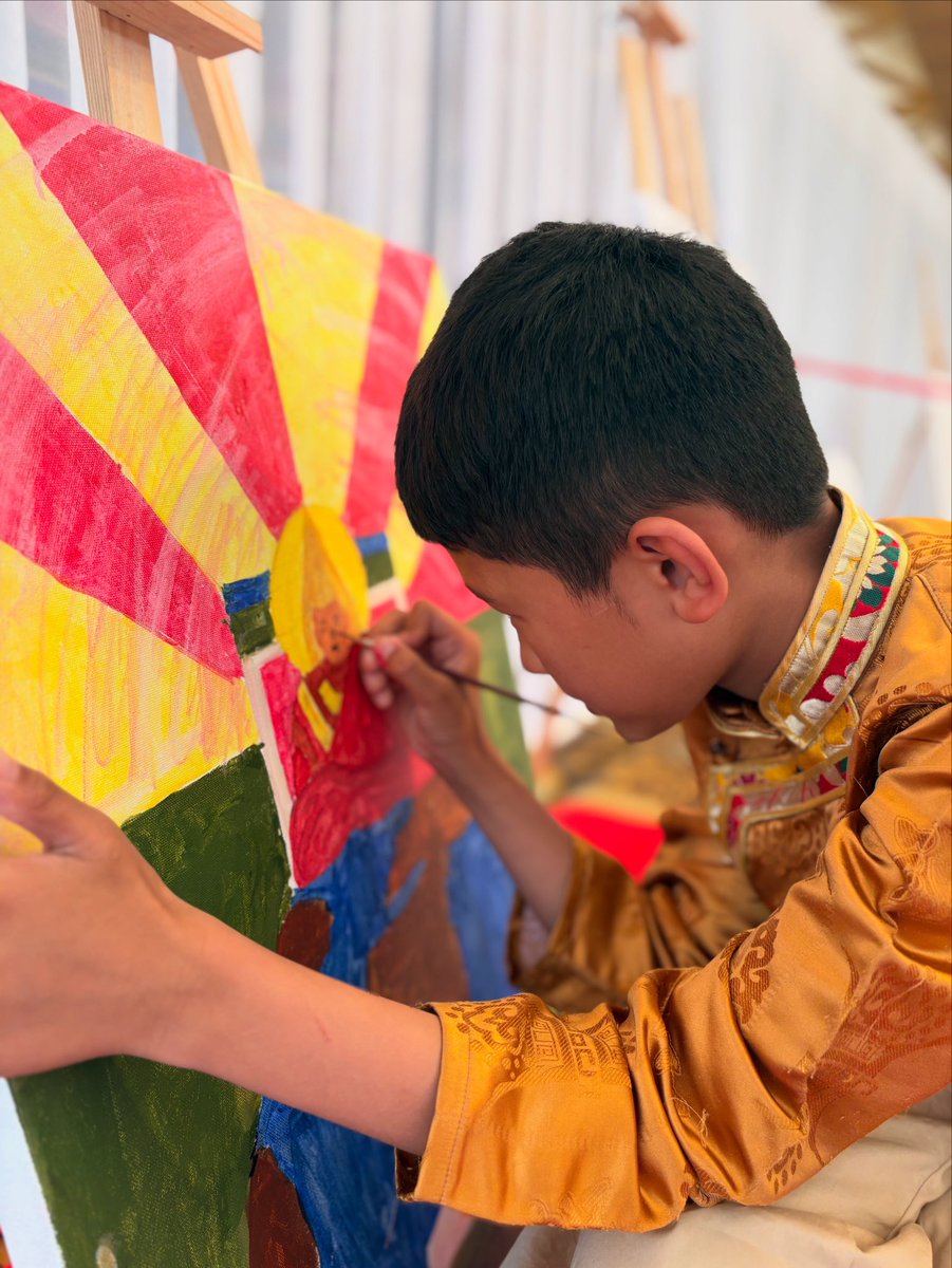 Celebrating The Year of Compassion through Art  in honoring His Holiness the Great 14th Dalai Lama’s life long legacy on His 90th birthday. Art on Wax crayon and Acrylic color by Me and My son Tenzin Rangdol.