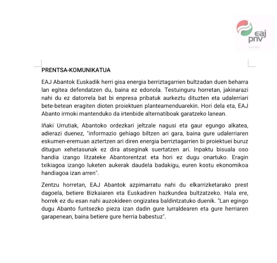 eajpnvabanto's tweet image. Posicionamiento de @eajpnvabanto sobre  las lineas de alta tensión:

Araba-Zierbena
Vellegón ( Cantabria)- Abanto

NO compartimos el planteamiento de ambos proyectos

El impacto visual sería enorme. No vamos a transigir

Energía renovable SI pero NO a cualquier precio.