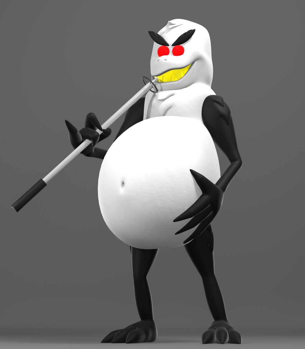 CW: #Vore 

Mostly inspired by <a href="/BrutusEnderman/">Brutus</a>  pixel animation. I tried to keep him as similar to the original sprites as possible with a few touch ups.

Tips on improving the model would be greatly appreciated.

#Blender #Skifree