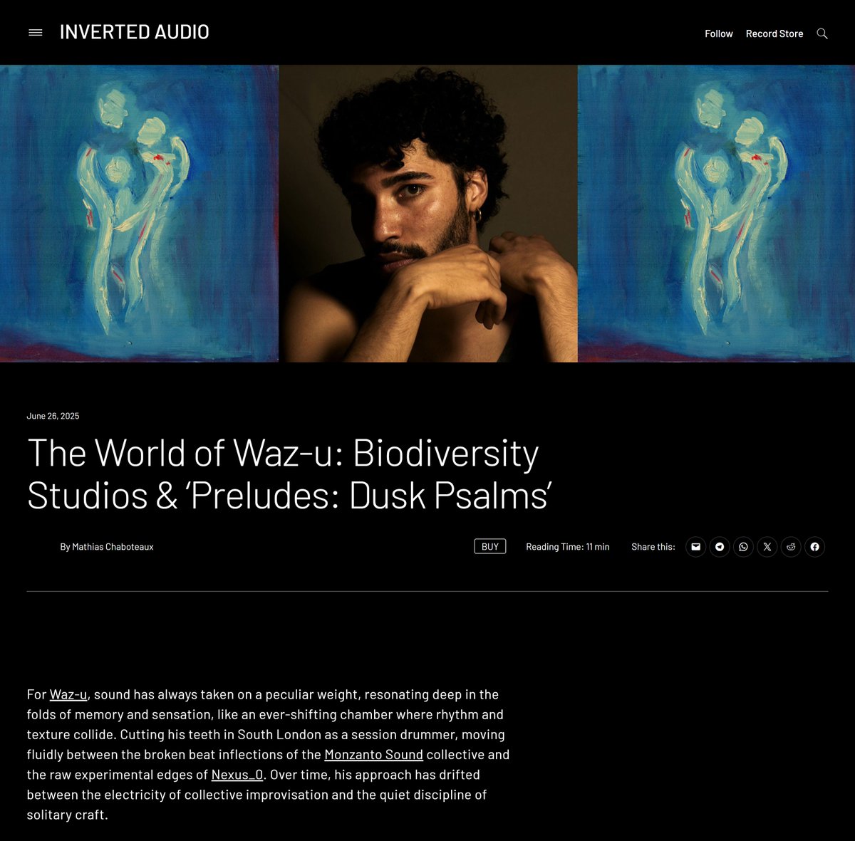 Terry Emm (@terryemmpr) on Twitter photo Find out more about the world of Waz-u, Biodiversity Studios and 'Preludes: Dusk Psalms' in his really cool interview with <a href="/InvertedAudio/">Inverted Audio</a> !
inverted-audio.com/feature/the-wo…
#wazu #biodiversitystudios #invertedaudio #electronicmusic #ambient Find out more about the world of Waz-u, Biodiversity Studios and 'Preludes: Dusk Psalms' in his really cool interview with <a href="/InvertedAudio/">Inverted Audio</a> !
inverted-audio.com/feature/the-wo…
#wazu #biodiversitystudios #invertedaudio #electronicmusic #ambient