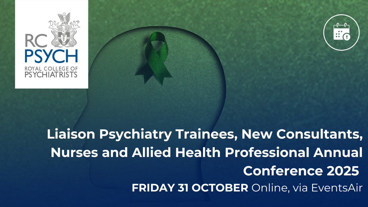 rcpsych's tweet image. Call for posters are open for the @rcpsychLiaison Trainees, New Consultants, Nurses and Allied Health Professionals conference. Submit your poster here: bit.ly/3YRFjus
#ltnc2025