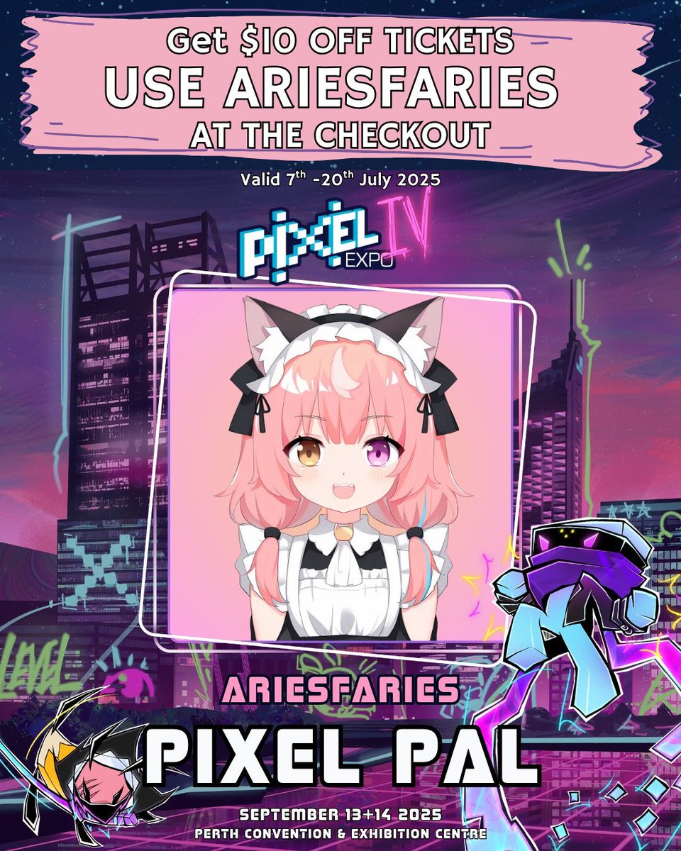 ariesfaries_vt's tweet photo. GO GET YOUR GET DISCOUNTS at @MyPixelExpo !!! $10 Savings (excluding VIP tickets) until 20th July. I'm part of the Vtuber content team for Pixel Expo this year! #pixelexpoperth #mypixelexpo #perthconventions https://t.co/m2oSdUOdeR