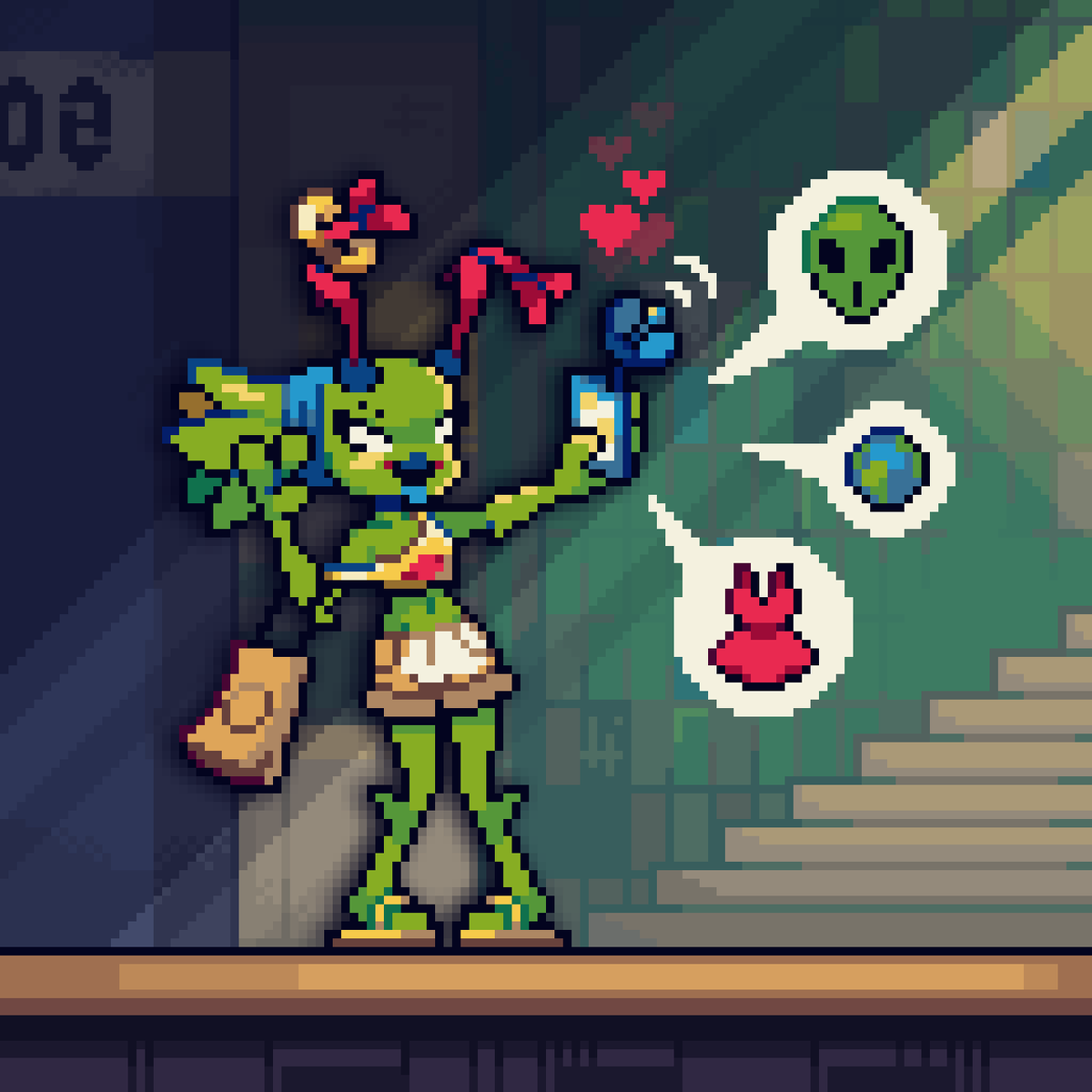 Hey hey! #PortfolioDay
I'm Foo and I make things with pixels✨ 
#pixelart #ドット絵