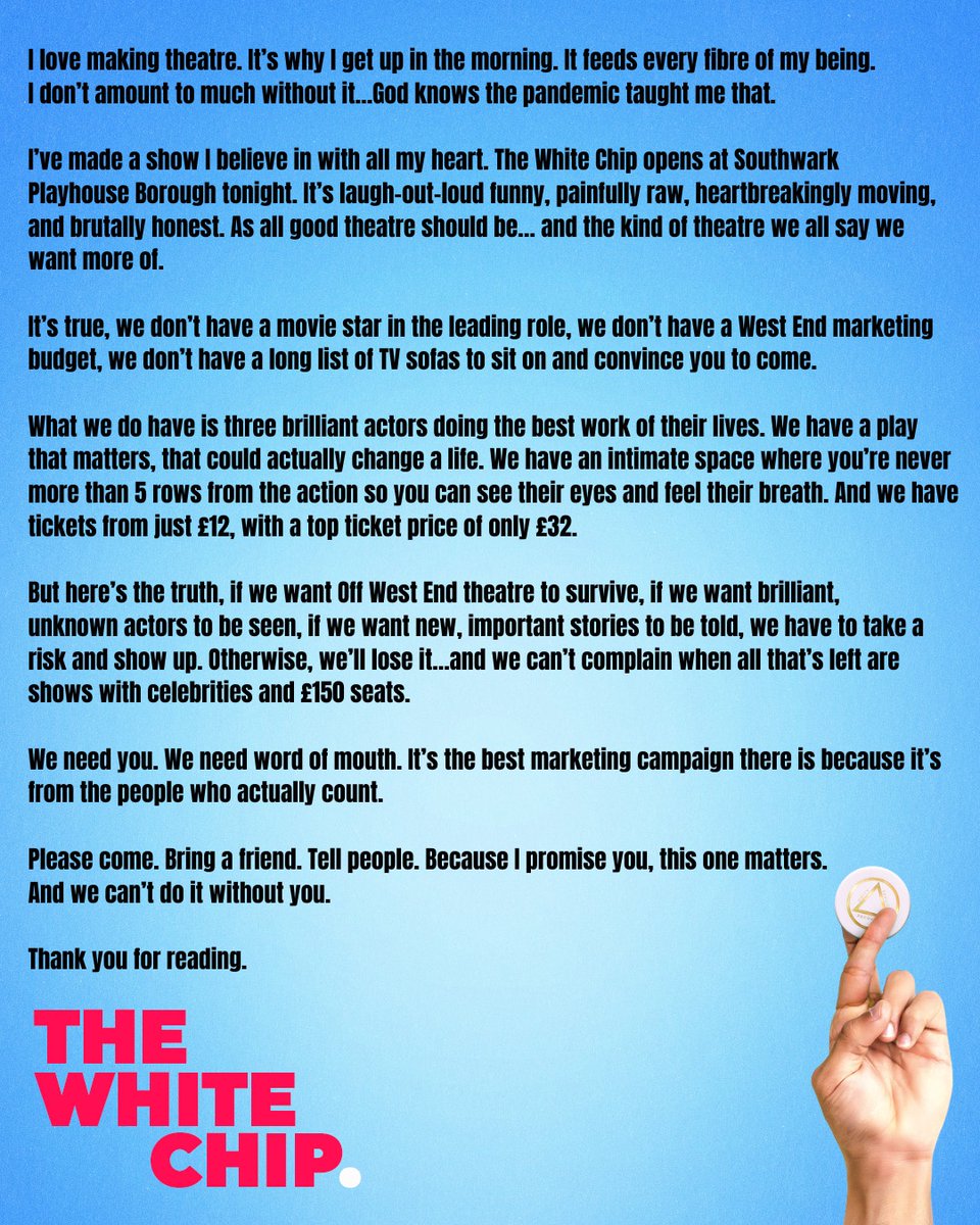 Our beautiful show opens tonight. It’s funny, honest, hopeful — and it matters. Would you please indulge me and read this?
