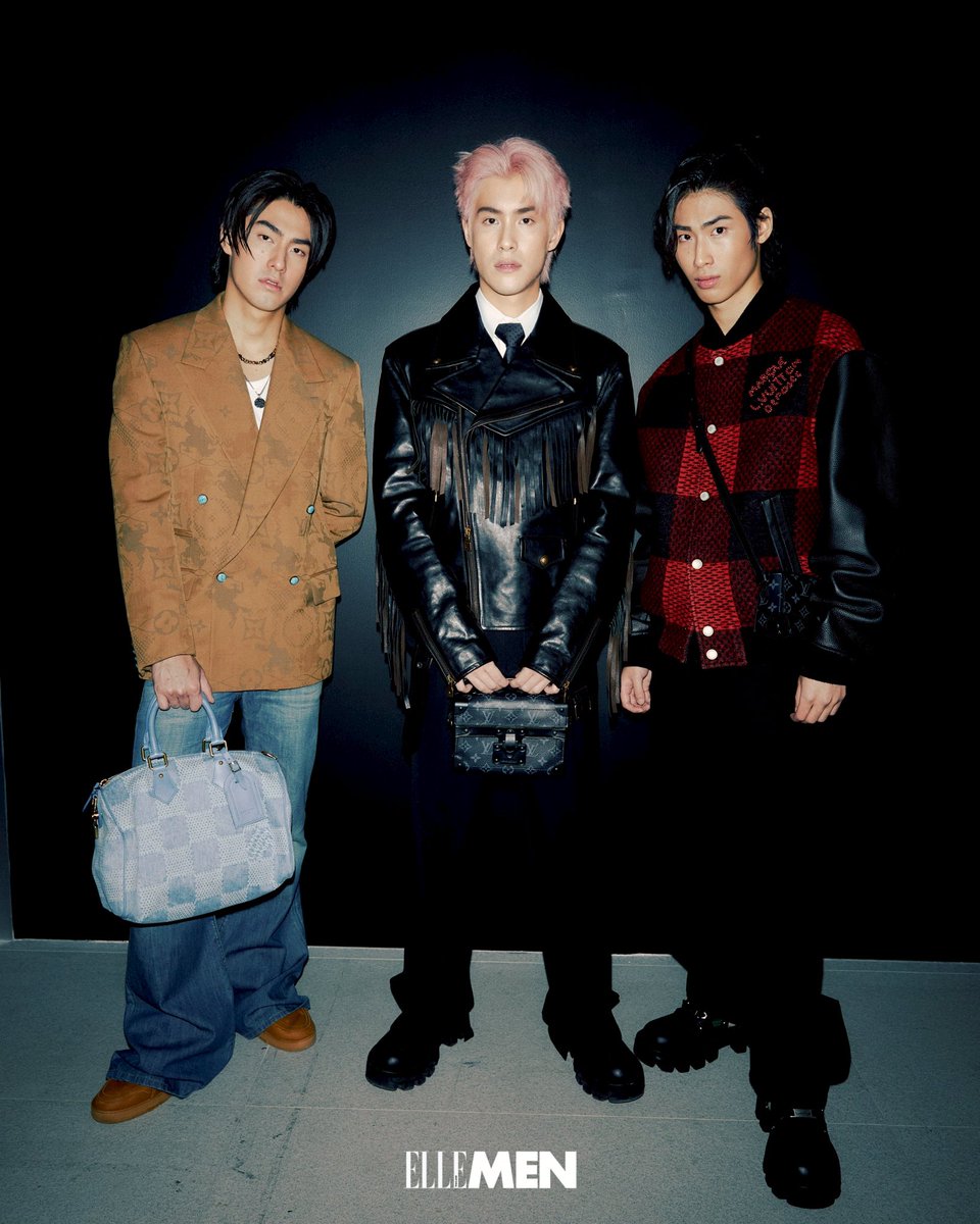 ElleMenThailand's tweet photo. ลุคคูลในงาน Louis Vuitton Men’s Fall-Winter 2025 กับ เจ้านาย-จินเจษฎ์, เจ้าขุน-จักรภัทร และเจ้าสมุทร-จักร ที่จัดแสดงคอลเล็กชั่นล่าสุดที่เสนอกลิ่นอายของความเป็นญี่ปุ่น ในเสื้อผ้าสตรีทแวร์
#ELLEMENThailand
#LouisVuitton #LVMenFW25
#Jaonaay
#Jjaokhun #jaokhun
#jjaosmutt #jaosmut https://t.co/54GRkqSC70