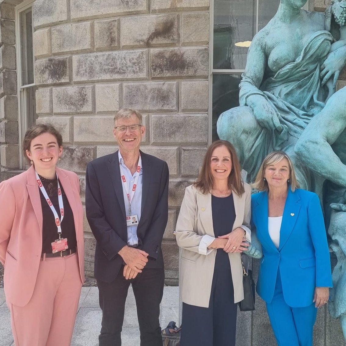 CarersIreland's tweet image. 📸Pictured attending the @OireachtasNews Social Protection Committee are Gráinne Loughran, Senior Policy and Advocacy Officer, @ALONE_IRELAND; Sean Moynihan, CEO, Alone; Sinead Tighe, family carer and Catherine Cox, Head of Communications and Policy, Family Carers Ireland.