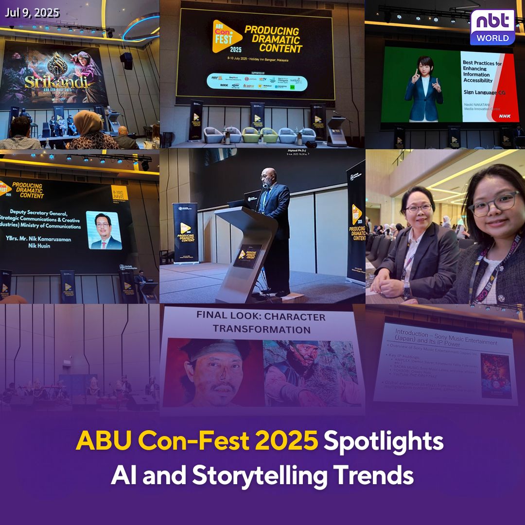 NBTWORLDNews's tweet image. The Asia-Pacific Broadcasting Union’s Con-Fest 2025 is currently taking place in Kuala Lumpur, Malaysia, from July 8 to 10.  

See more: Facebook.com/nbtworld

#ABUContentFest #MediaInnovation #StorytellingMatters #AIinBroadcasting #NBTWorld