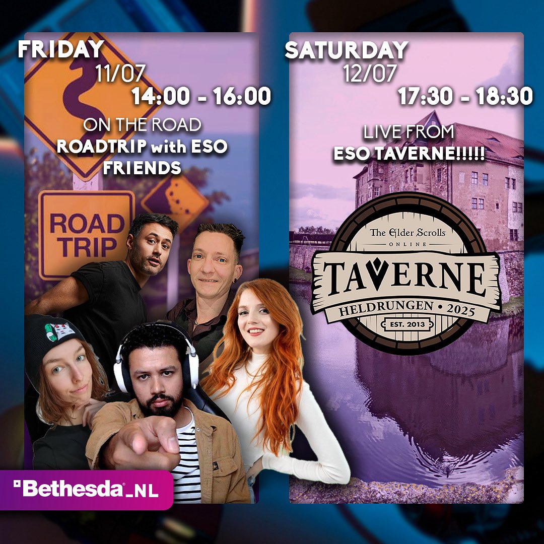 Gambol_ic's tweet photo. Going to The ESO tavern with the most amazing people! Oh… btw… we stream our travels and event there!

@bethesda_nl @Saarlive_ @DemonCatDaphne @GeonhdrioCrafts https://t.co/qI1v7rgbfr