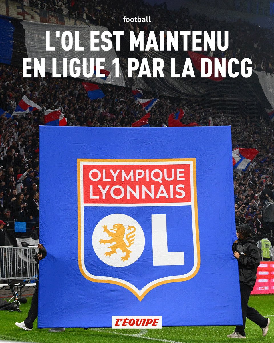L'OL est maintenu en Ligue 1. La commission d'appel de la DNCG a infirmé la décision prise en première instance et décidé d'un encadrement de la masse salariale et des indemnités de mutation sur le budget de L1 proposé.

➡️ l.lequipe.fr/2c1