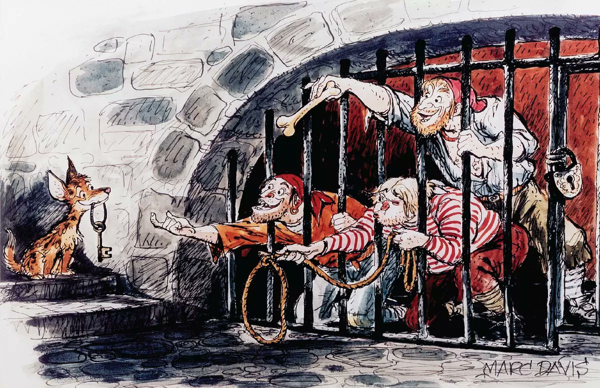 🎨 Arte conceptual de la atracción original de Piratas del Caribe (1967)  realizado por el legendario animador Marc Davis, image size:1200x776