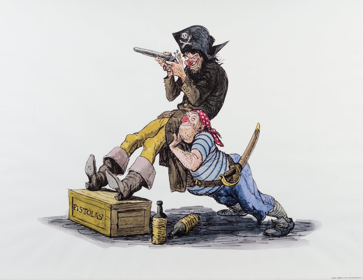 🎨 Arte conceptual de la atracción original de Piratas del Caribe (1967)  realizado por el legendario animador Marc Davis, image size:1200x925