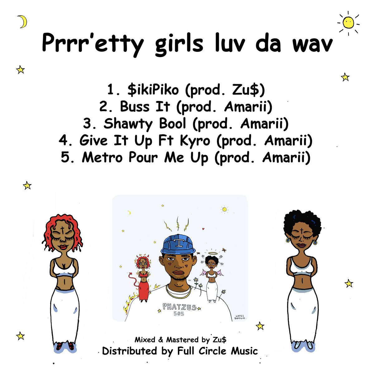 Phatzus_'s tweet image. I’m proud to present to you the Official Artwork + Tracklist for my latest offering titled ‘Prrr’etty girl$ luv da wav’ dropping on the 25th of July🦅💕
This Friday we unlocking track 4 ‘Give it up’ feat. Kyro
Thank you to everyone that made this beauty come to life🫶🏽