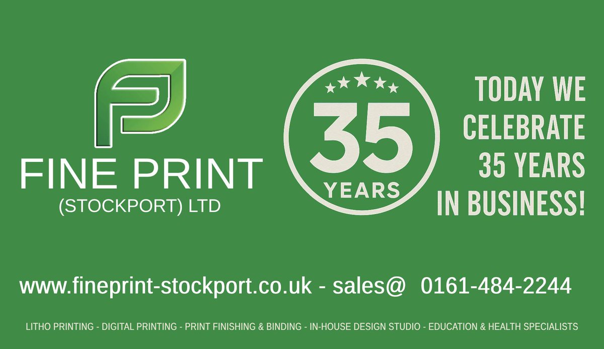 Today, we celebrate 35 Years in Business!
On this day in 1990, Fine Print (Stockport) Ltd was officially incorporated — and what an incredible journey it’s been!
#printingservices #printingcompany #UK #GB
Contact us if you have any printing requirements.
fineprint-stockport.co.uk
