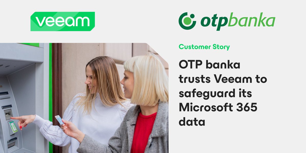 Veeam_EMEA's tweet image. Future-ready banking starts with secure M365 data! ☁️💪
#OTPbanka boosted recovery speed by 40% and secured 3,000+ mailboxes with #VeeamDataCloud for Microsoft 365. 
🔗 Discover the impact: bit.ly/4kgmtEY

   #Veeam #Microsoft365 #DataProtection #DataResilience
