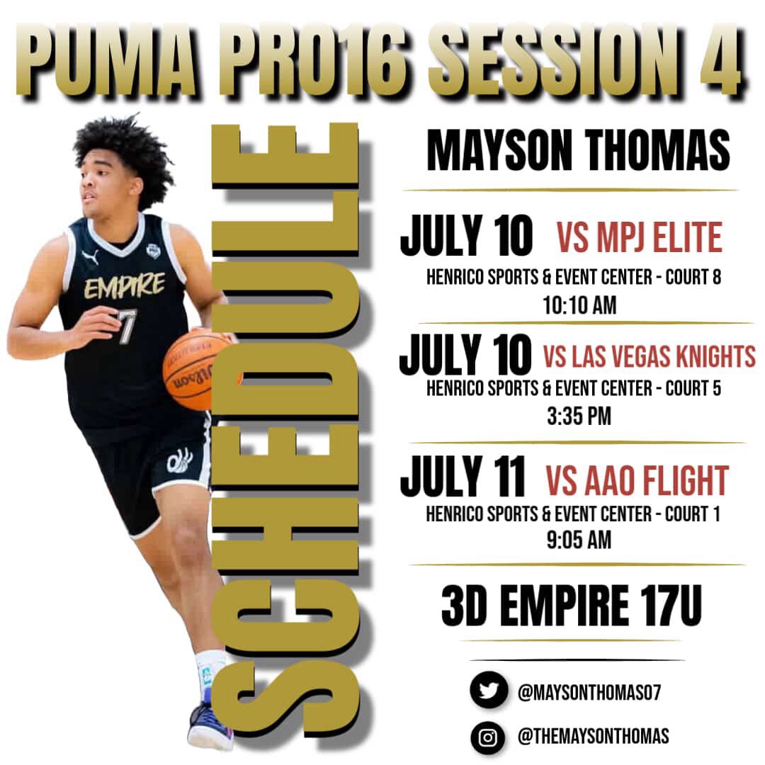 Schedule for this weekend in Richmond! Last 3 games are TBD.