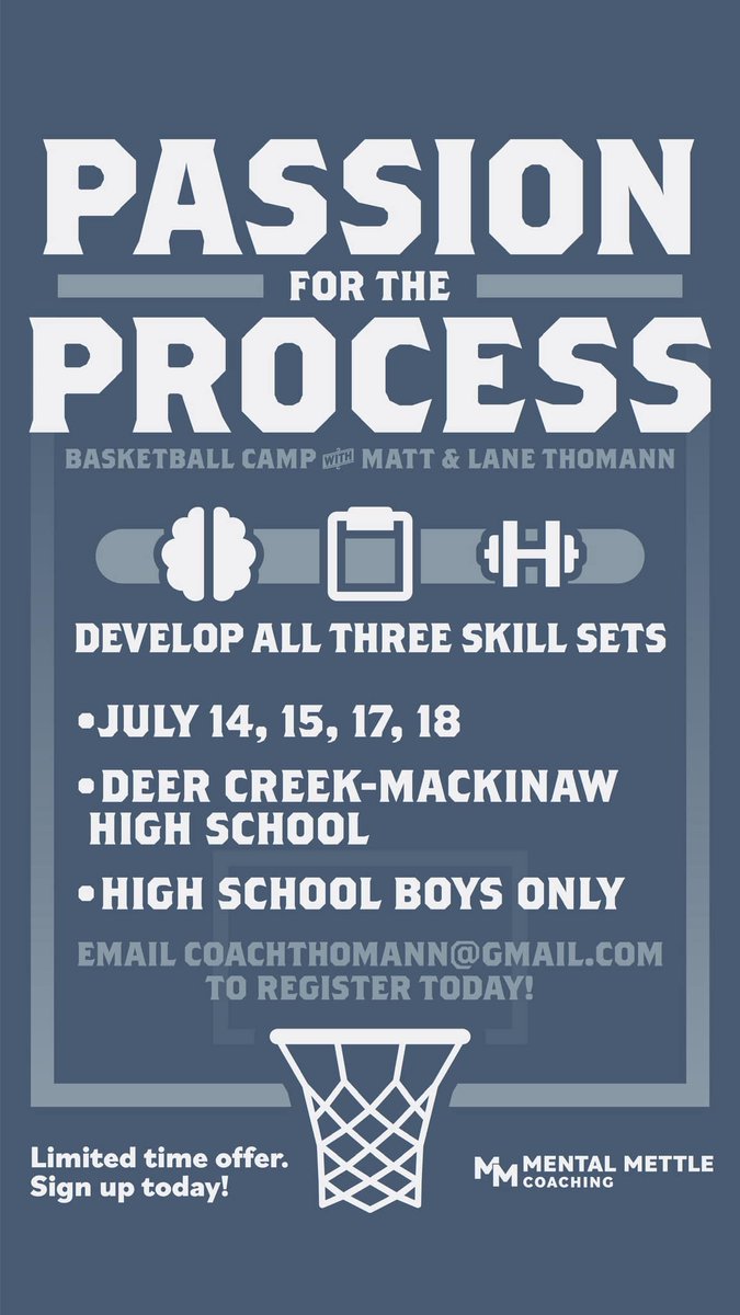 ONLY 3 DAYS LEFT TO SIGN UP!    Central Illinois Hoopers who want to learn how to develop mental, physical, and basketball skills for their next step need to check out this camp.   Contact coachthomann@gmail.com or sign up here!   <a href="/LaneThomann/">Lane Thomann</a> 
forms.gle/e7rahyJtZTqi6W…