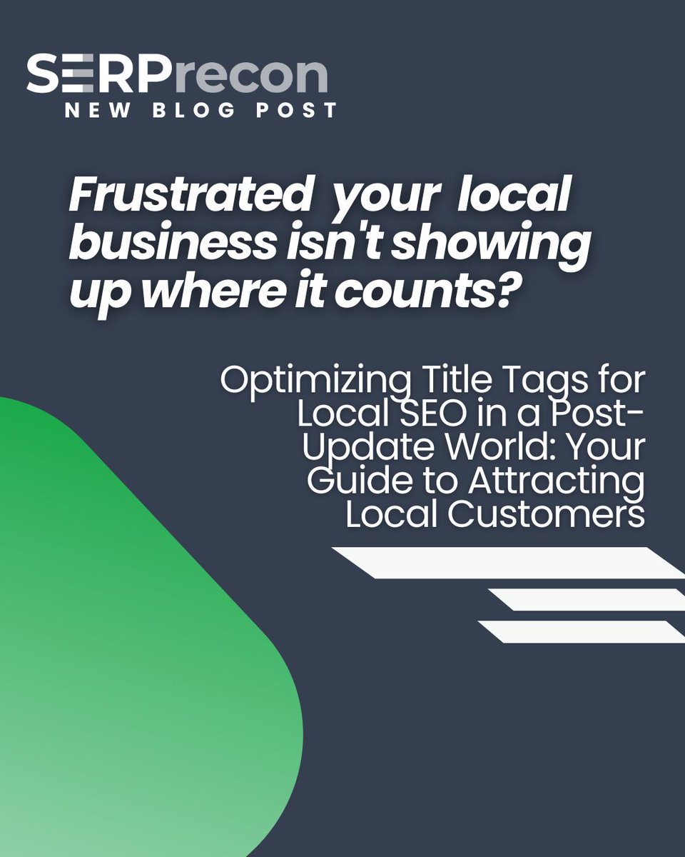 SERP_recon's tweet image. Frustrated your local business isn't showing up where it counts? Learn how to optimize your title tags for local SEO in a post-update world.
🔗 serprecon.com/blog/optimizin…
#SERPrecon #SEO #GoogleUpdates #TitleTags #DigitalMarketing