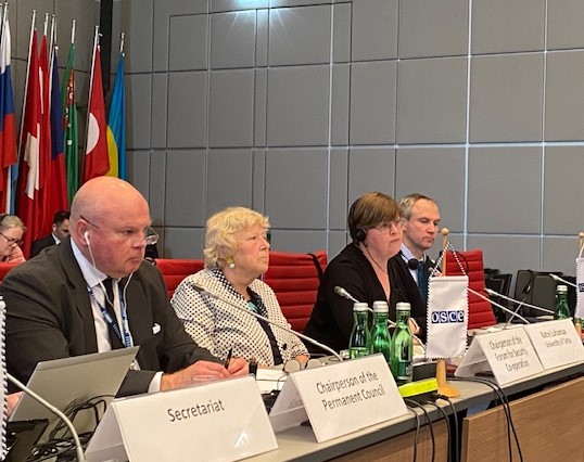 EstoniaOSCE's tweet image. Today, a joint FSC-PC meeting, co-chaired by 🇪🇪 and 🇫🇮, was held on a very important topic – protection of children in armed conflicts. In the context of Russia’s aggression against 🇺🇦, calls to hold Russia to account for their crimes against children were loud and clear.