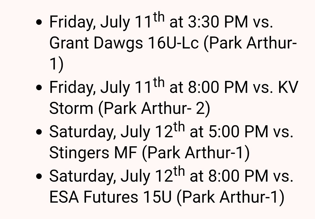 This weekends schedule in New Berlin!