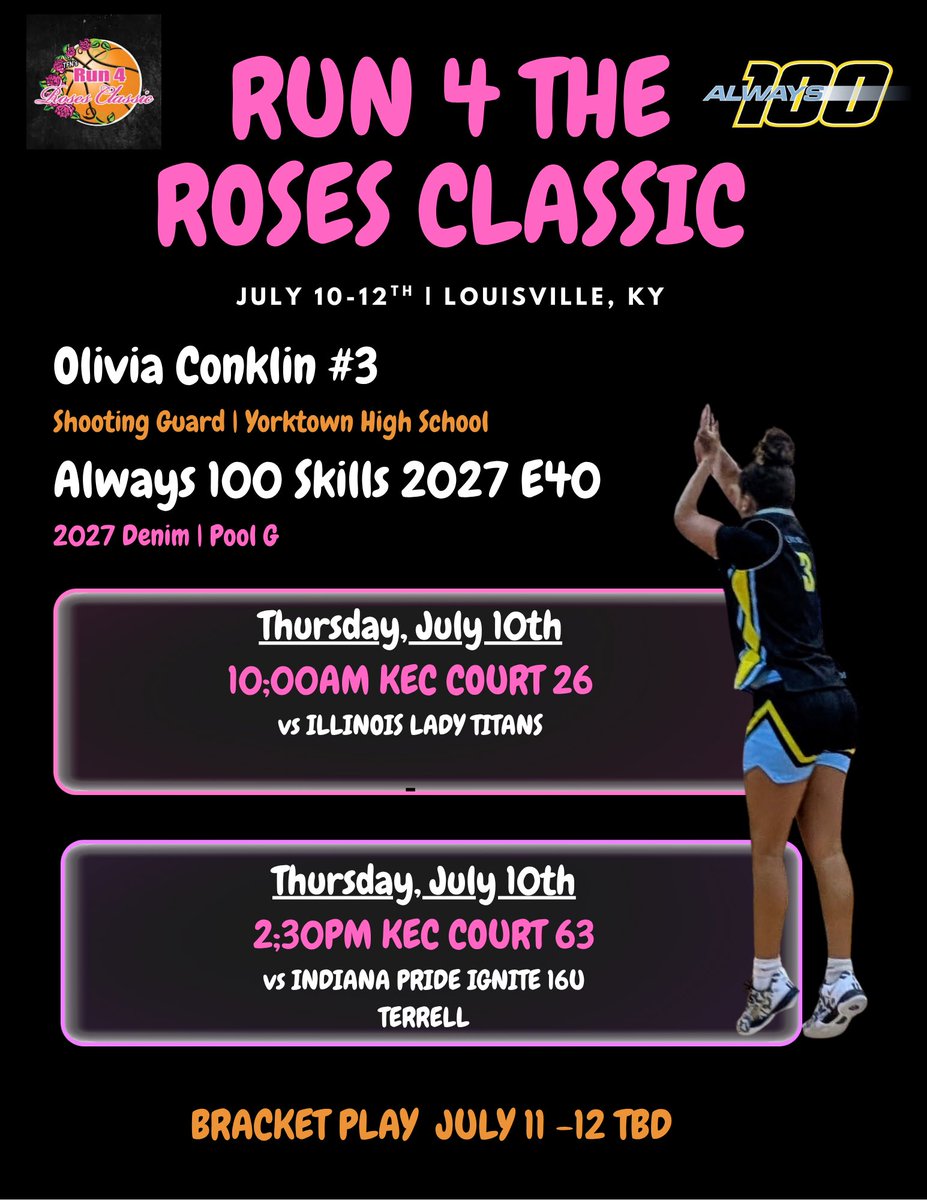 Olivia Conklin (@oliviaconklin_) on Twitter photo SCHEDULE FOR <a href="/TFNsRun4Roses/">TFN's Run 4 Roses</a> CLASSIC WITH MY GIRLS <a href="/Always100Sk27/">Always 100 Skills 2027E40/2028 Dream E40</a> !!!!!!
<a href="/vjhAlways100/">Always 100</a> <a href="/RyneRobinson24/">Ryne Robinson,MBA</a> <a href="/Always100_TMH/">Always 100 Basketball</a> <a href="/GirlsYorktown/">Yorktown Girls Basketball</a> <a href="/PGHIndiana/">Prep Girls Hoops Indiana</a> <a href="/JrAllStarIN/">Indiana Jr. All-Star GBB</a> <a href="/JrAllStarBB/">Jr. All-Star Girls Basketball</a> <a href="/wadesworld32/">Coach Keith Wade</a> <a href="/coachbeckett/">IGBRR Hoops</a> <a href="/riseupsports1/">Rise Up Sports Media</a> <a href="/BJBradley279/">Brandon Bradley</a> <a href="/EconAdjunct/">Sidney A. Johnson, Ph.D.</a> <a href="/MMBR_CoachGBell/">Major Movez Basketball Review #MMBR</a> <a href="/3x3hoopjams/">Freddie Mac</a> SCHEDULE FOR <a href="/TFNsRun4Roses/">TFN's Run 4 Roses</a> CLASSIC WITH MY GIRLS <a href="/Always100Sk27/">Always 100 Skills 2027E40/2028 Dream E40</a> !!!!!!
<a href="/vjhAlways100/">Always 100</a> <a href="/RyneRobinson24/">Ryne Robinson,MBA</a> <a href="/Always100_TMH/">Always 100 Basketball</a> <a href="/GirlsYorktown/">Yorktown Girls Basketball</a> <a href="/PGHIndiana/">Prep Girls Hoops Indiana</a> <a href="/JrAllStarIN/">Indiana Jr. All-Star GBB</a> <a href="/JrAllStarBB/">Jr. All-Star Girls Basketball</a> <a href="/wadesworld32/">Coach Keith Wade</a> <a href="/coachbeckett/">IGBRR Hoops</a> <a href="/riseupsports1/">Rise Up Sports Media</a> <a href="/BJBradley279/">Brandon Bradley</a> <a href="/EconAdjunct/">Sidney A. Johnson, Ph.D.</a> <a href="/MMBR_CoachGBell/">Major Movez Basketball Review #MMBR</a> <a href="/3x3hoopjams/">Freddie Mac</a>