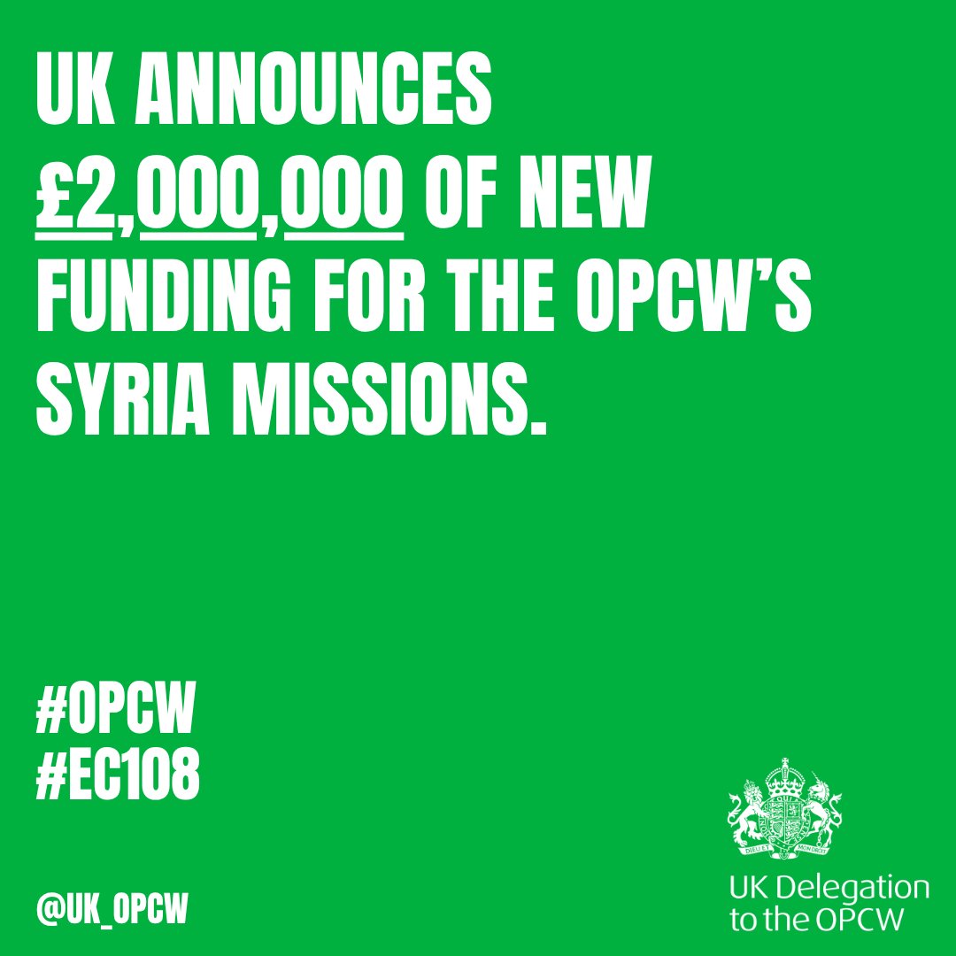 UK_OPCW's tweet image. 🇬🇧 welcomes progress by both @OPCW & #Syria.
Syria & OPCW now need more international support to finish the job.
This is why @DavidLammy announced £2 million of new 🇬🇧 funding to OPCW Syria Missions.
🔗shorturl.at/yO8ED