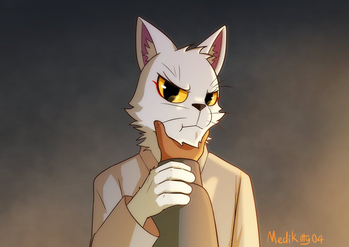 "Catty Lord, there's something on your chin. Let me help you remove it."
"Be quick"
...
"Chen Shi?"
"Hehe... Catty Lord's chin is so soft~"
"Chen Shi!! 💢"

#WhiteCatLegend #LiBing