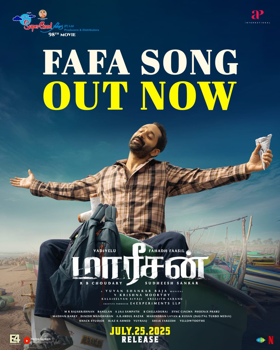 The wait is over! The #FAFASong featuring the phenomenal #FahadhFaasil from #Maareesan is OUT NOW!
Hit play, feel the vibe, and let the madness begin 🎧
🔗 youtu.be/XpeOSkRxHBk
A <a href="/thisisysr/">Raja yuvan</a> Musical 
Produced by <a href="/SuperGoodFilms_/">Super Good Films</a> 
#FaFa #Vadivelu #SudheeshSankar  <a href="/proyuvraaj/">Yuvraaj</a>