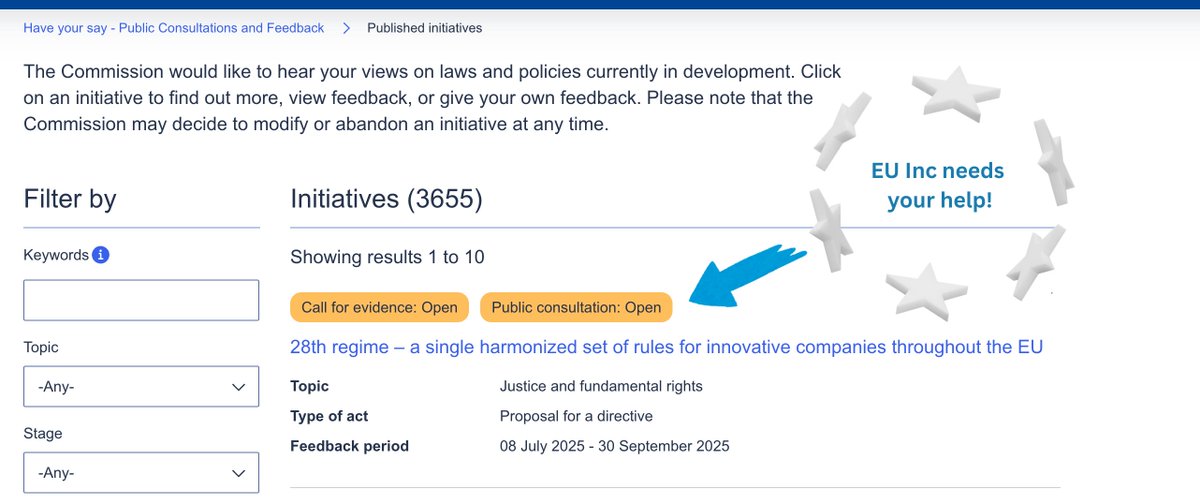 euinc_petition's tweet photo. It’s crunch time for European tech, folks.

The @EU_Commission just launched a public consultation that will give YOU the chance to voice your opinion on what a ‘EU Inc’ should look like.

https://t.co/XsBIUmeL5a

>> Have your say here: https://t.co/k85SF6Ve4A https://t.co/5tnTcPQHok