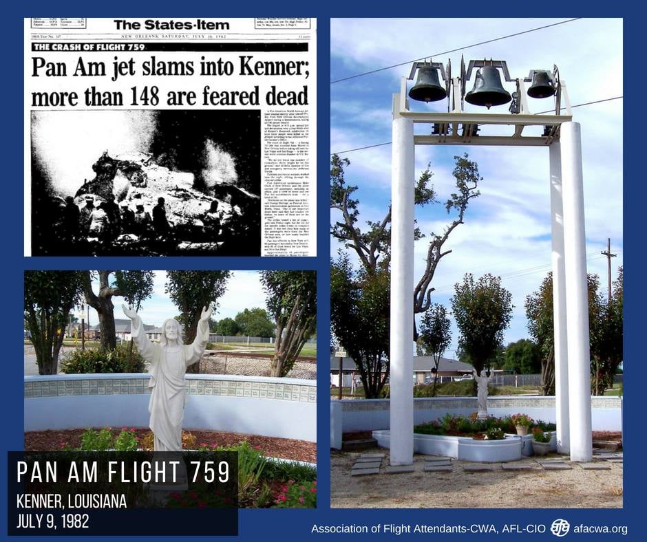 afa_cwa's tweet image. We remember 153 people who died after Pan Am Flight 759 crashed outside of New Orleans on July 9, 1982, including Flight Attendants James Fijut, Lucille Brown, Vivian Ford, Dennis Donnelly, as well as Capt. Kenneth McCullers, F/O Donald Pierce and Flight Engineer Leo Noone.