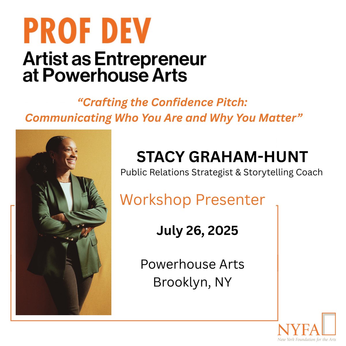 Excited to join <a href="/nyfacurrent/">NYFA</a> + Powerhouse Arts to lead a workshop for 35 brilliant artists as part of the Artist as Entrepreneur program in Brooklyn.

We’ll build confidence pitches, sharpen digital presence, and practice getting media-ready. Let’s get visible. 🗣️✨ #NYFA #artist