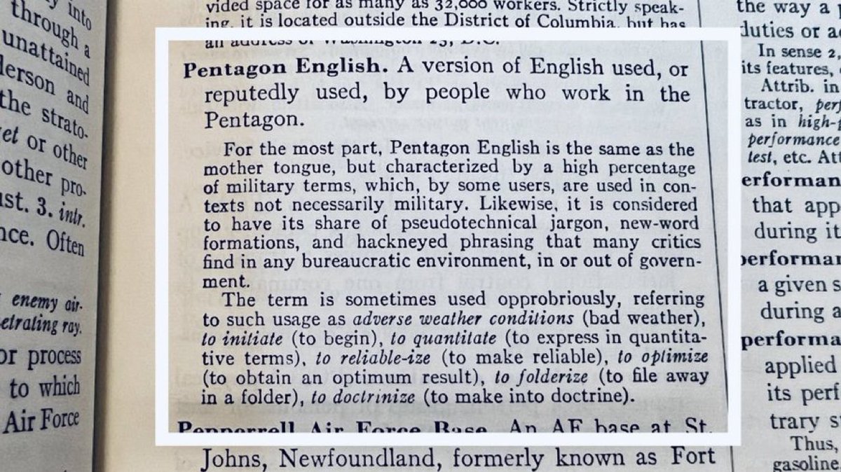 “Pentagon English” as defined in the official Air Force Dictionary in 1956: