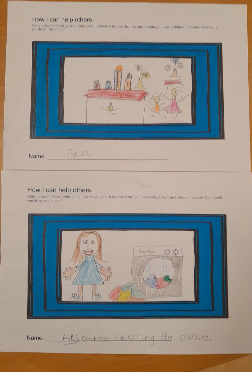 In Reception, we have been learning about Sikhism. We are learning about Sewa and how helping others is a big part of the religion. The children have been drawing ways that they help others and making Gurdwaras with the magnetic building blocks.