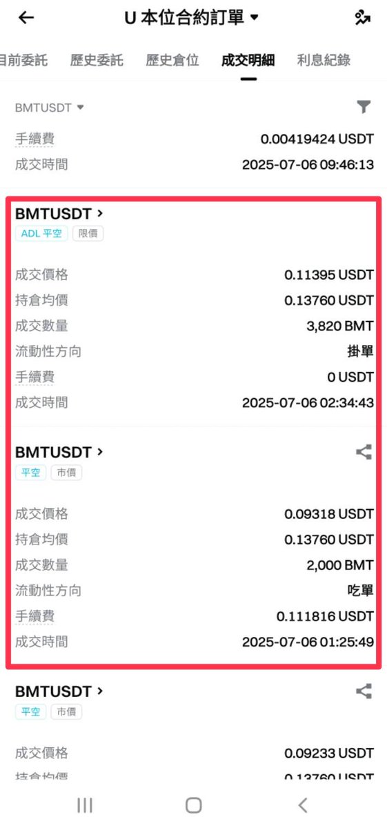 wench760129's tweet photo. ［結論］
此事件對Bitget也許是不痛不癢的小事件，但對於每個用戶損失都是一點一滴累積的血汗錢，且大部分是求穩定的套利用戶，希望用戶至上的Bitget能重視此事件，有後續說明或處理。

附上兩張圖佐證及說明
圖一：當天BMT暴跌後各家交易所持倉量變化
圖二：用戶ADL平倉紀錄及延遲期間手動平倉紀錄 https://t.co/WgqlKBE2ov