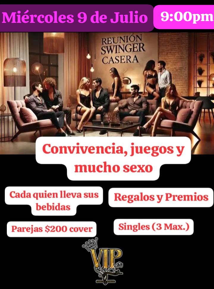 ‼️HOY‼️HOY‼️HOY‼️

 ✅ Miércoles 9 de julio, 9:00pm

✅Cada quien lleva sus bebidas 🍺🍷🥃

✅3 Singles (COVER).

✅Zona De Galerías Serdán.

✅ Después de apartar tu lugar, se te da la Dirección.

✅CUPO LIMITADO.

#Miercoles #swinger #single #reunion #miercoleshot