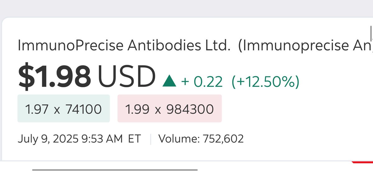 BigRig (@bigrig_trader) on Twitter photo #BigRigAlert 🚨 $IPA <a href="/ImmunoPrecise/">IPA (ImmunoPrecise Antibodies)</a> <a href="/BioStrandBV/">BioStrand (a subsidiary of IPA)</a> Could this be the last day to buy shares under $2.00 before next news is announced??! #LENSai™ #HYFT #AI Still a minuscule market cap… I just topped up an account at $1.89 this morning #BigRigAlert 🚨 $IPA <a href="/ImmunoPrecise/">IPA (ImmunoPrecise Antibodies)</a> <a href="/BioStrandBV/">BioStrand (a subsidiary of IPA)</a> Could this be the last day to buy shares under $2.00 before next news is announced??! #LENSai™ #HYFT #AI Still a minuscule market cap… I just topped up an account at $1.89 this morning