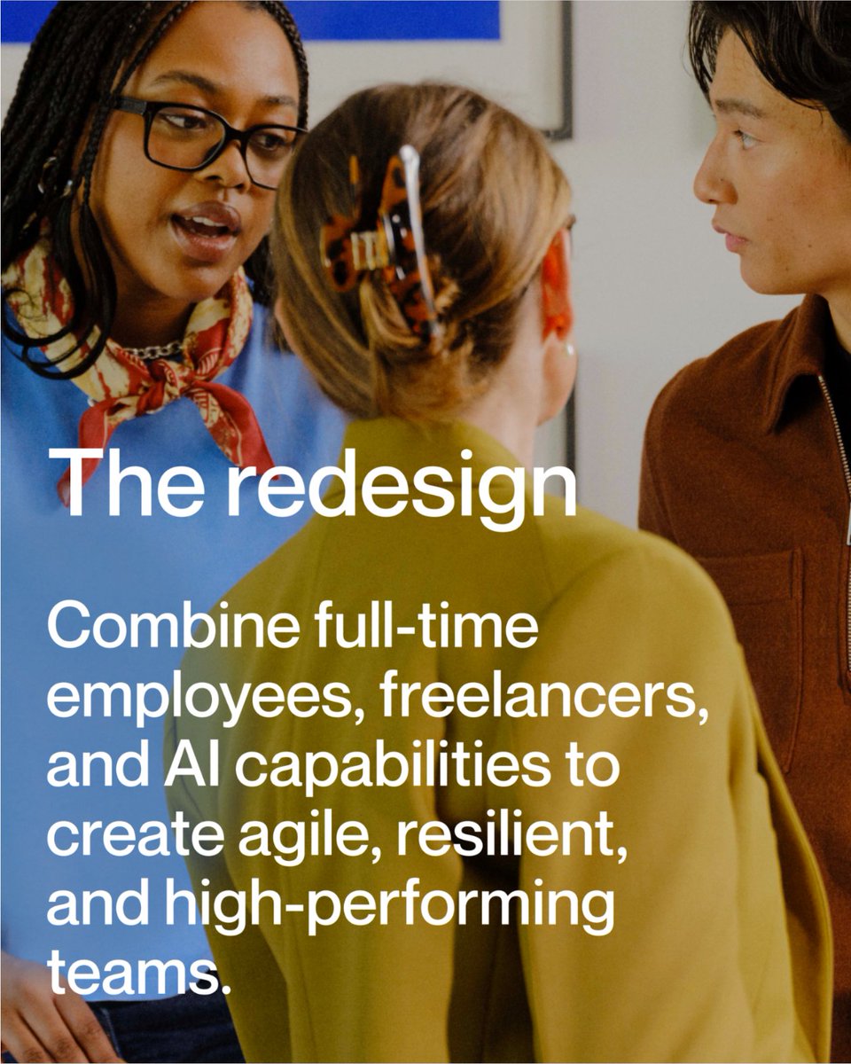 Upwork's tweet image. Data drop: The Upwork Research Institute’s new report shows AI is driving output — but also burnout.
Freelancers are showing a balanced model leaders can follow: flexible, focused, and built for growth.
How this impacts your team 👉 spr.ly/AIProductivityX
#Upwork…