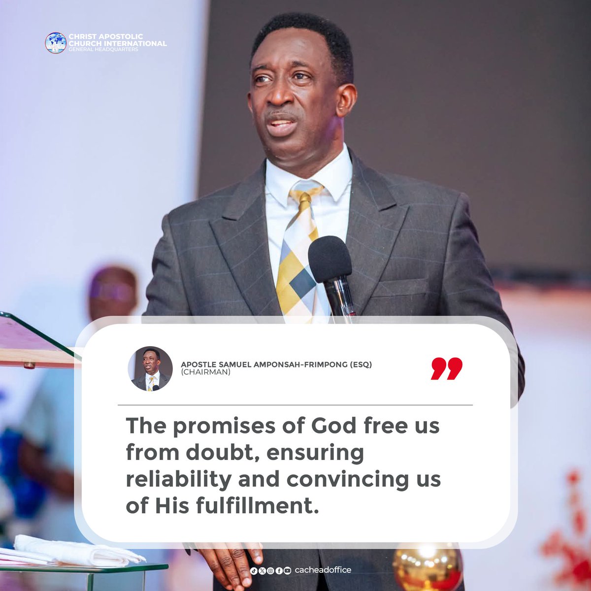cacheadoffice's tweet photo. Words of wisdom from the Chairman—Timely and Transformational. Let this guide our walk today and beyond.
#CACInt #ChairmanSpeaks #CACMedia #CacIT https://t.co/YoqbMbFFMS