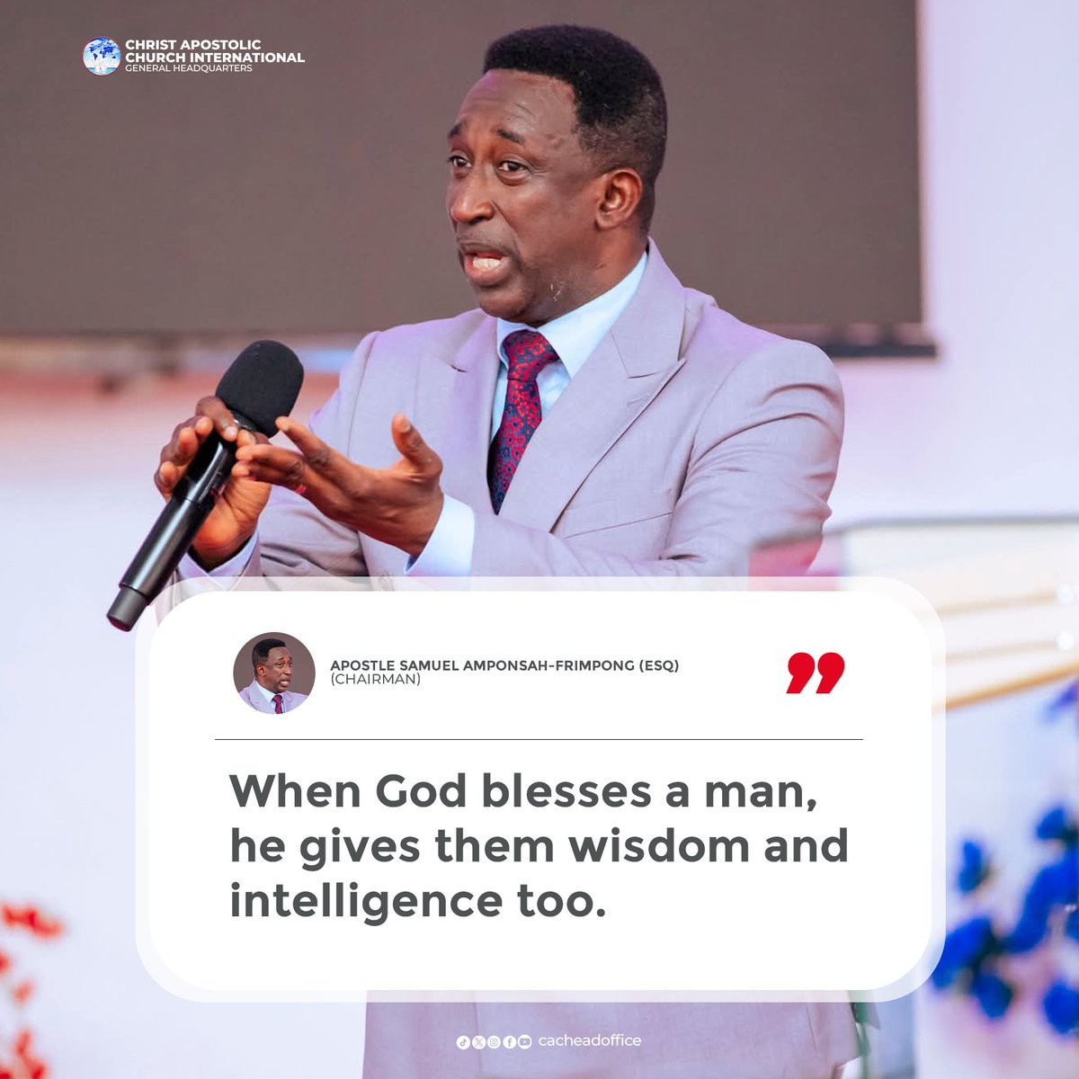 cacheadoffice's tweet photo. Words of wisdom from the Chairman—Timely and Transformational. Let this guide our walk today and beyond.
#CACInt #ChairmanSpeaks #CACMedia #CacIT https://t.co/YoqbMbFFMS