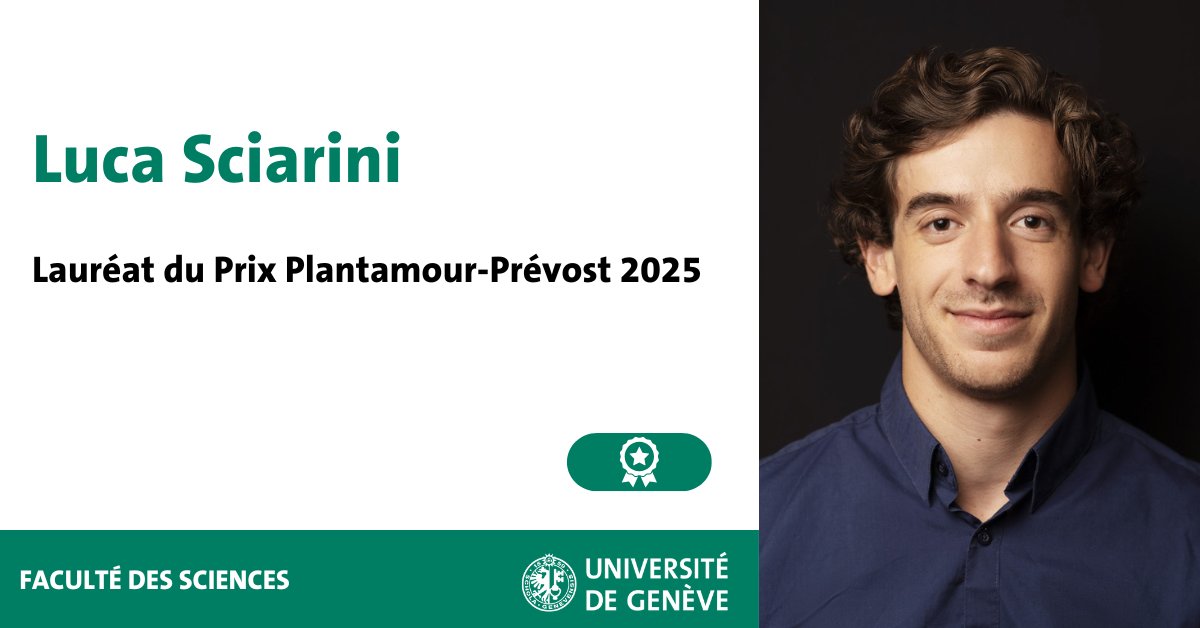 UNIGEnews's tweet image. 🏅 Cette année, le Prix Plantamour-Prévost de la Faculté des sciences @sciences_UNIGE a été décerné à Luca Sciarini, doctorant au Département d’astronomie.
Ce prix récompense ses travaux remarqués dans le domaine des systèmes binaires et triples massifs, menés sous la…
