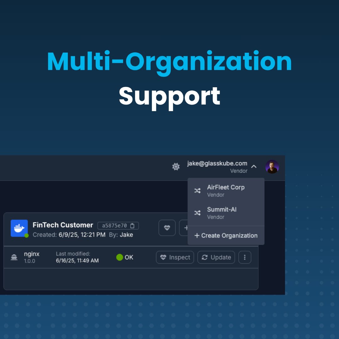 One login. Multiple organizations.
Act as a vendor in one org and a customer in another, no need to switch accounts.

Simpler collaboration, fewer logins.

Try for free  👉 signup.distr.sh/signup.html