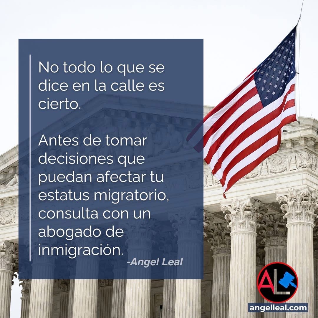 JusticiaLealtv's tweet image. Los rumores no son consejo legal. Si tu estatus migratorio está en juego, habla con un abogado.
📞 Consulta legal abogado Ángel Leal
🖥️ angelleal.com | ☎️ (305) 856-3139
Sígueme para más información legal actualizada sobre inmigración.
🇺🇸 Experiencia. Verdad. Defensa.