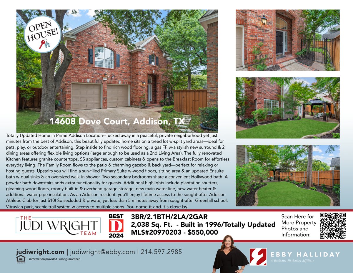 judiwrightteam's tweet image. Coming Soon in Addison &amp;amp; Open Sat &amp;amp; Sun 7/12 &amp;amp; 7/13 from 1-3PM. Totally updated!

#openhouse #addisontx #comingsoon #dfwhomes #dfwrealestate #thejudiwrightteam #thewrightteamfortherighthome #makethewrightchoice #opensaturday #opensunday #addisonopenhouses #addison #ebbyhalliday