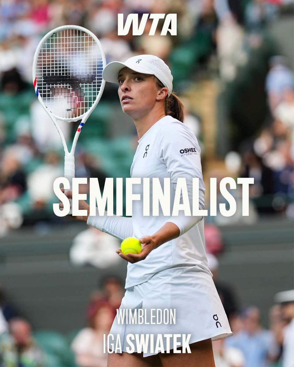 SWIATEK 🤝 SEMIS

<a href="/iga_swiatek/">Iga Świątek</a> has secured her spot in the #Wimbledon semifinals after defeating Samsonova in straight sets, 6-2, 7-5!