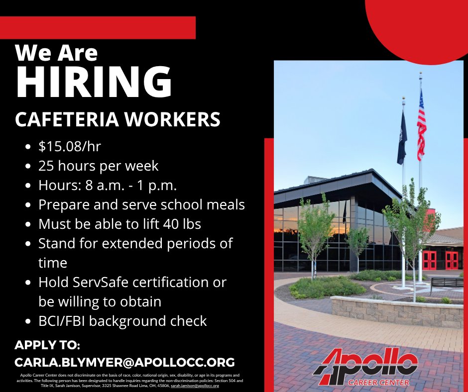 Apollo Career Center (@apollocc) on Twitter photo Looking for a part-time job that fits your family's schedule?
Work while your kids are in school — no weekends, no holidays, and summers off! If you enjoy being part of a great team, this could be the perfect opportunity for you! Apply to carla.blymyer@apollocc.org Looking for a part-time job that fits your family's schedule?
Work while your kids are in school — no weekends, no holidays, and summers off! If you enjoy being part of a great team, this could be the perfect opportunity for you! Apply to carla.blymyer@apollocc.org