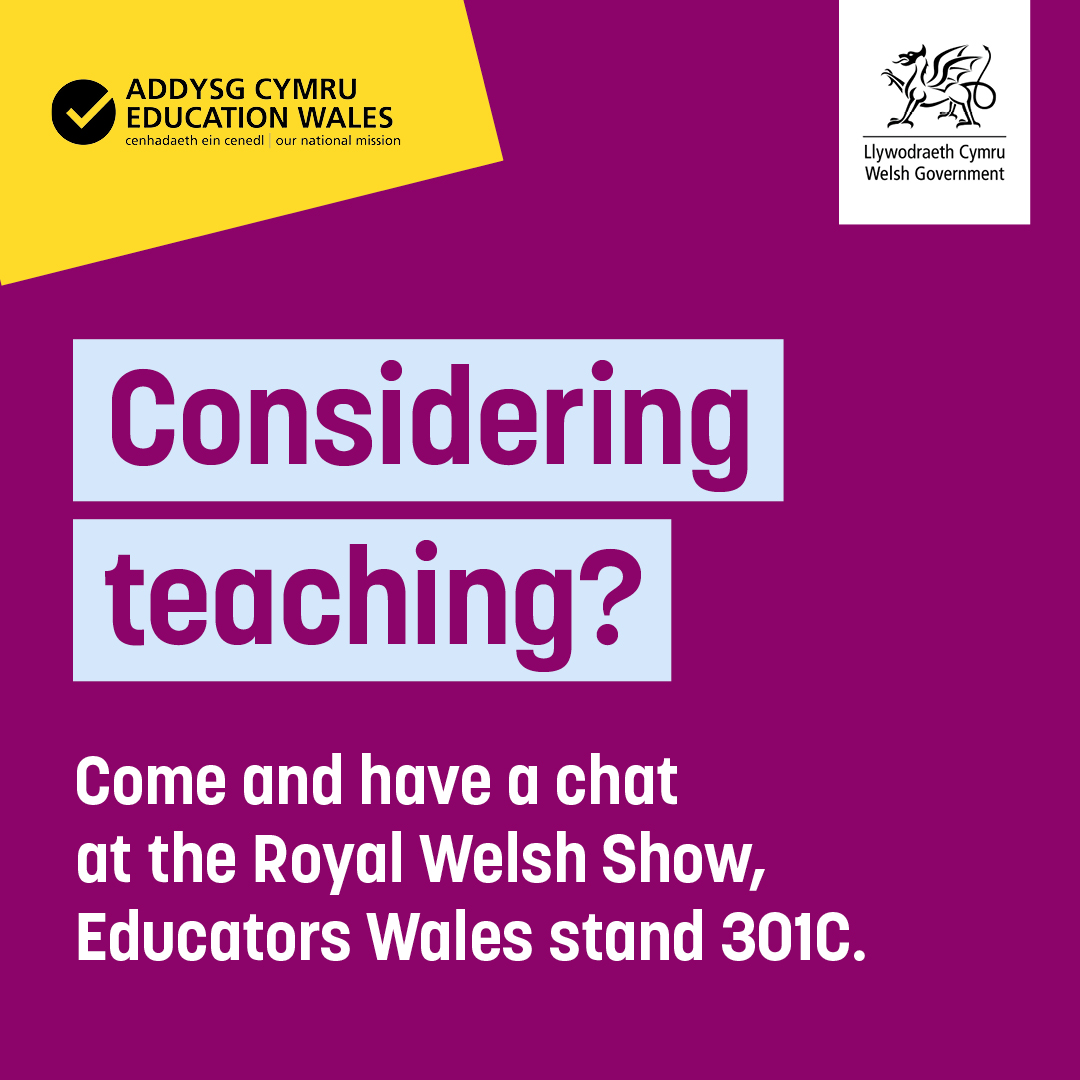 TeachingWales's tweet image. Heading to the @royalwelshshow next week?
You can chat to the team at Educators Wales about a career in secondary teaching 🙌
#TeachingWales