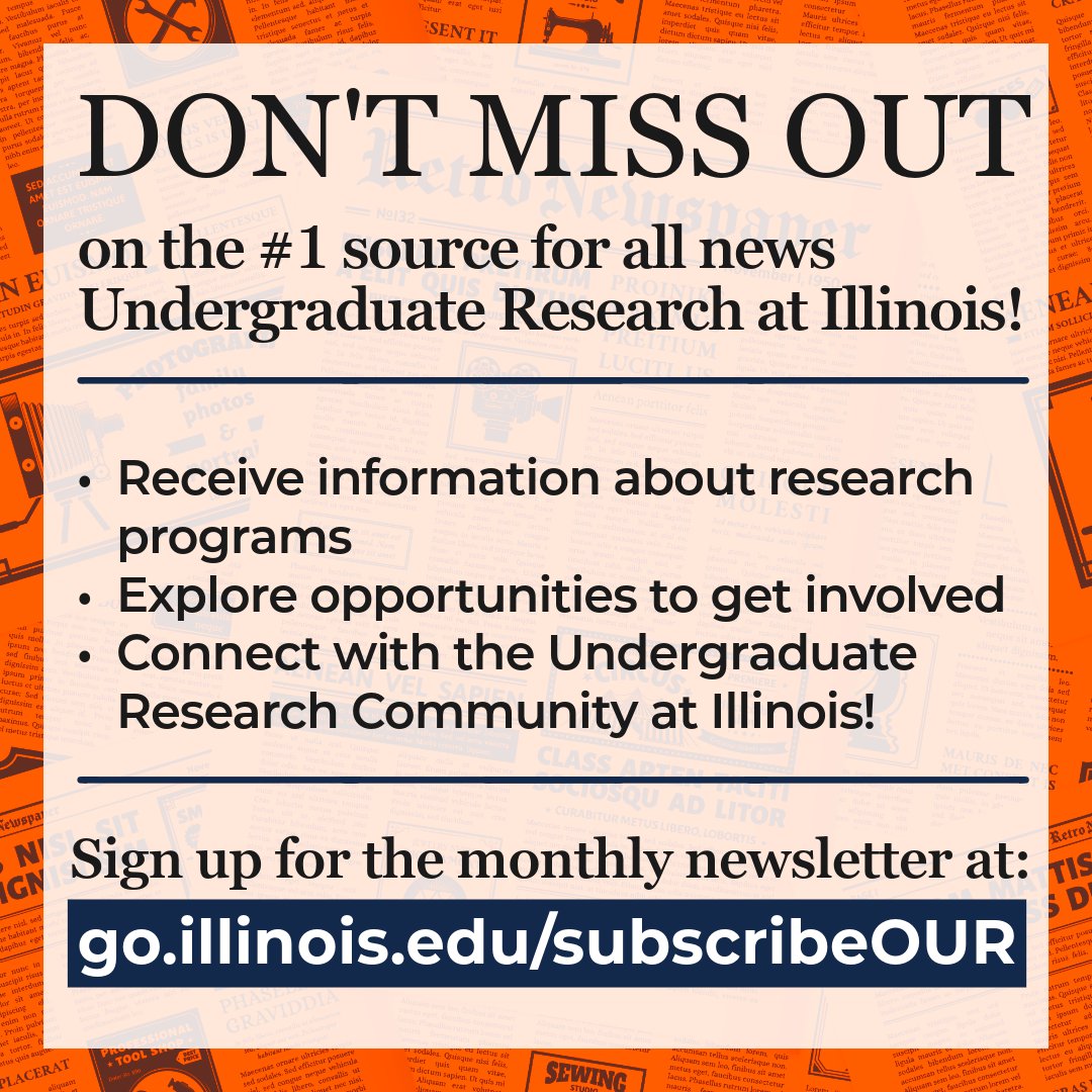 ☀️ Spending summer dreaming about your next big idea? Make it a reality with the Office of Undergraduate Research!  

📈 Don’t miss a chance to get involved—subscribe now and come back ready to dive in this fall!  

⭐️ Sign up today at: go.illinois.edu/subscribeOUR