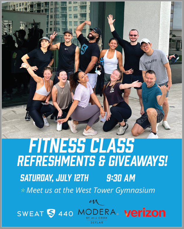 ModeraSkylar's tweet photo. 🏋️‍♀️ Ready to HIIT it hard?
Join us for a heart-pumping 440 HIT fitness class this Saturday! Modera Skylar - SWEAT440 &amp; Verizon
💦 Refreshments &amp; giveaways after class
🎉 Let’s sweat, smile, and strengthen as a community! https://t.co/xXm5Memfay
